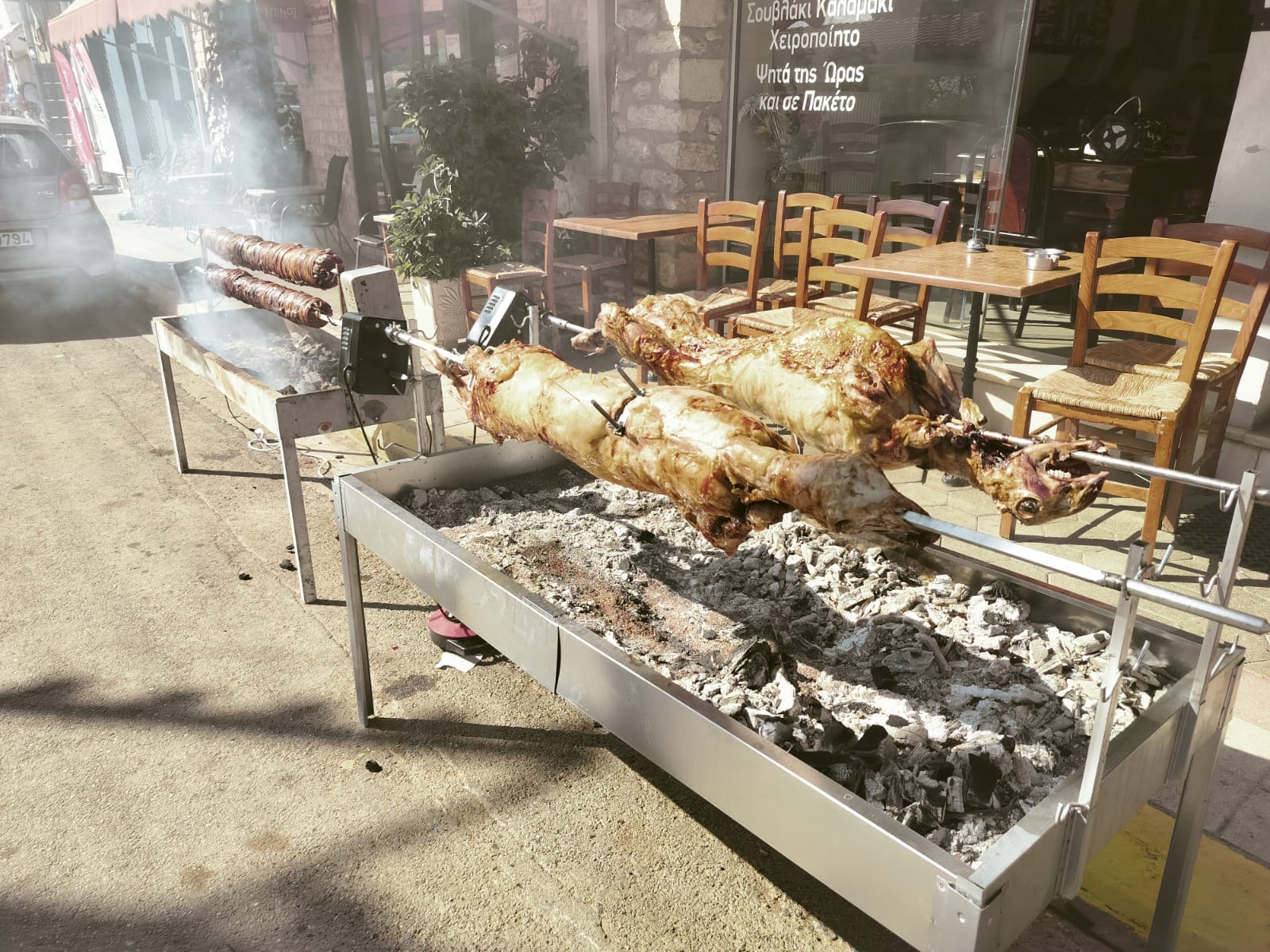 Spit-roasted lamb