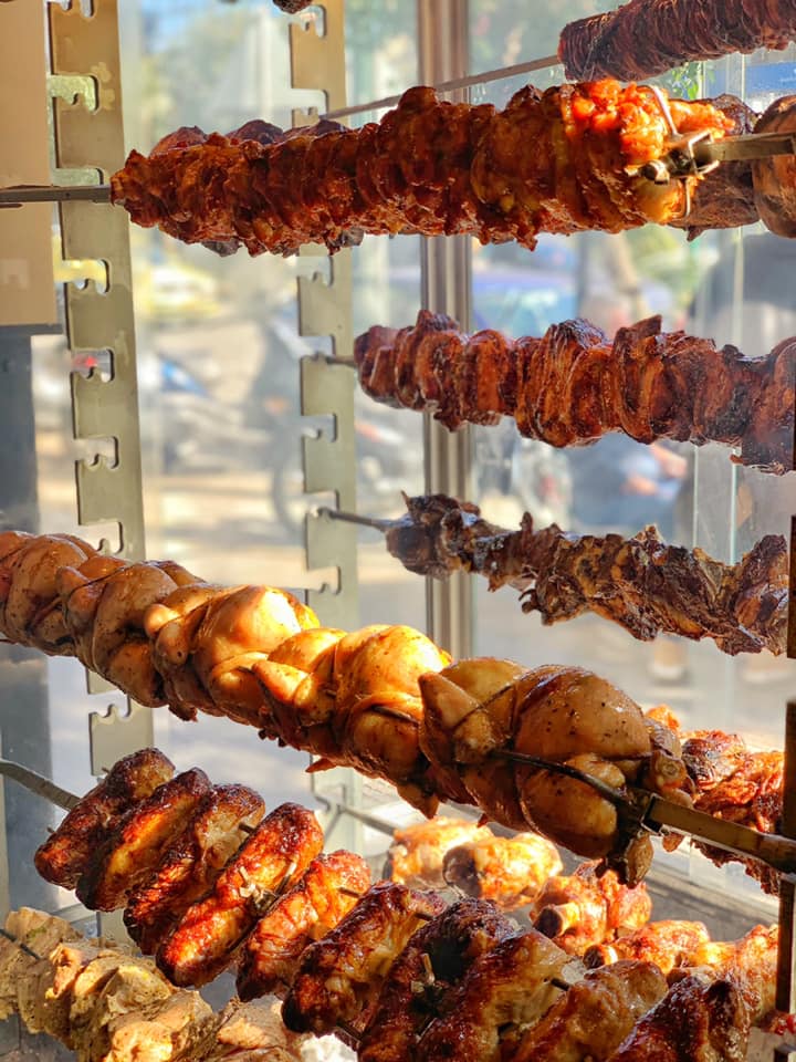 Spit-roasted chicken